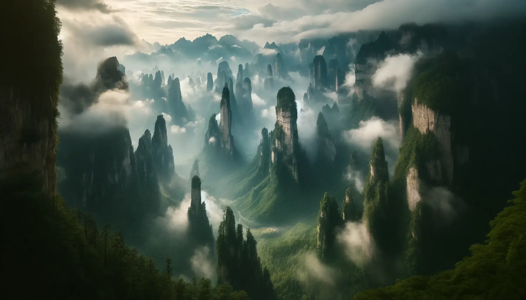 What caused the avatar mountains? (Tianzi mountains)